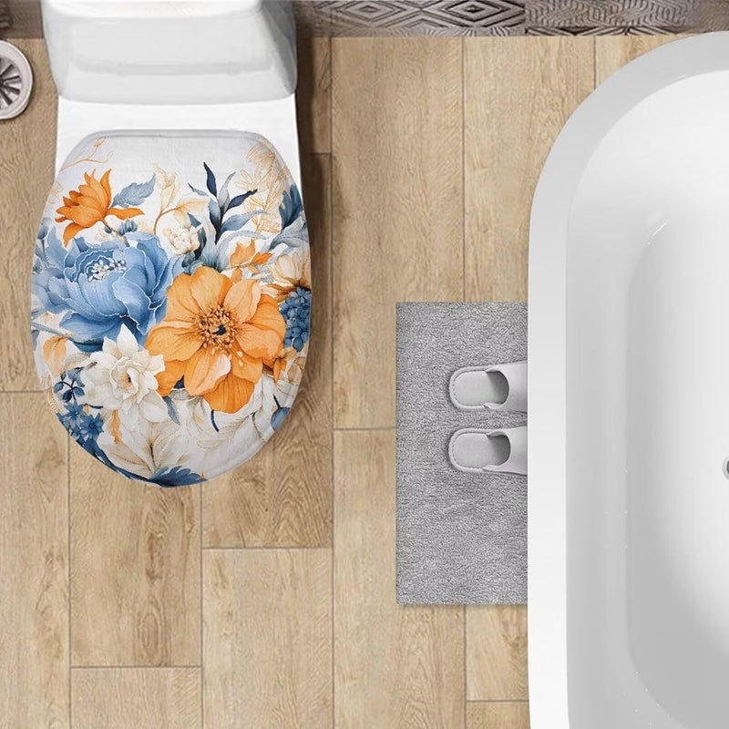 Flashideas Flower Toilet Lid Cover Bathroom Decoration Accessories Bathroom Toilet Lid Soft Plush Seat Covers Seat Covers Fits Most Lids for Accessories Decor - Image 3